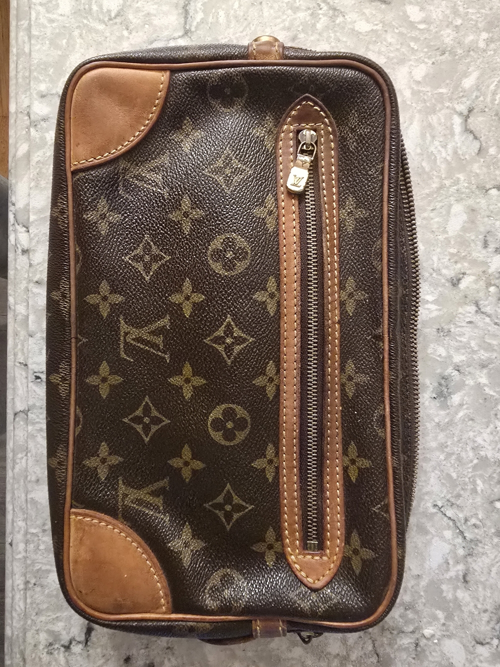 Louis Vuitton Brown Monogram Canvas Toiletry Pouch with Tan Trim